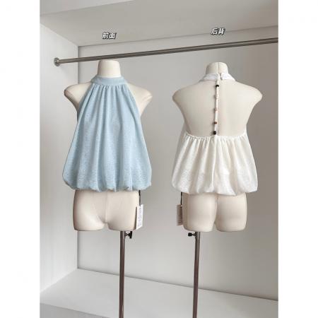 BY17674# 辣妹小心机露背挂脖背心女独特漂亮外穿宽松吊带上衣女潮 服裝批發女裝批發服飾貨源