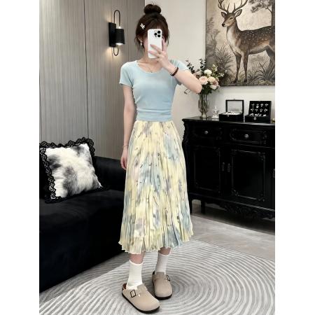 BY17680# 新款夏季轻熟小众不撞款独特绝美小个子短袖上衣半身裙两件套 服裝批發女裝批發服飾貨源