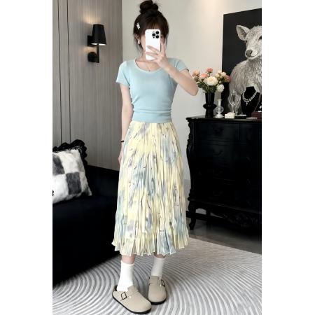 BY17680# 新款夏季轻熟小众不撞款独特绝美小个子短袖上衣半身裙两件套 服裝批發女裝批發服飾貨源