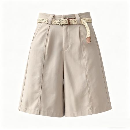 风五分裤女中高腰休闲裤小个子阔腿中裤简约显瘦A字中裤 服裝批發女裝批發服飾貨源