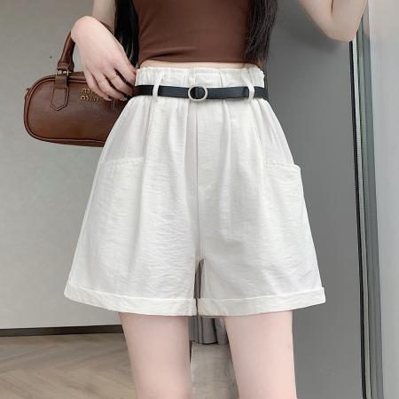 少女风休闲短裤女中高腰显瘦棉麻布花苞裤舒适阔腿荷包A字裤 服裝批發女裝批發服飾貨源