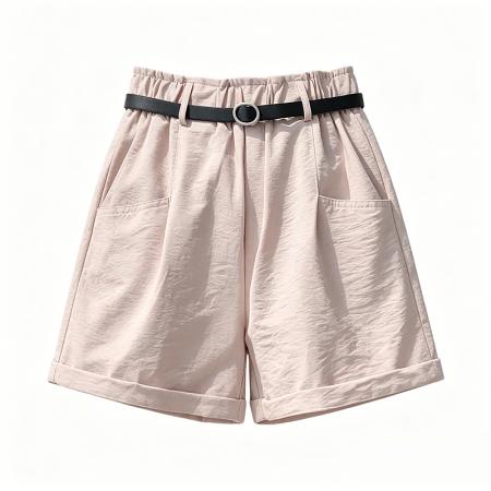 少女风休闲短裤女中高腰显瘦棉麻布花苞裤舒适阔腿荷包A字裤 服裝批發女裝批發服飾貨源