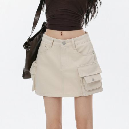 复古工装牛仔短裙女夏季新款高腰小个子防走光包臀半身裙 服裝批發女裝批發服飾貨源