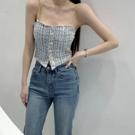 韩国chic带胸垫镶钻性感美背抹胸背心女紧身镂空打底内搭 服裝批發女裝批發服飾貨源