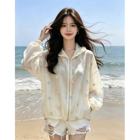 法式轻奢蕾丝防晒衣女夏季新款薄款透气户外超仙防晒服外套 服裝批發女裝批發服飾貨源