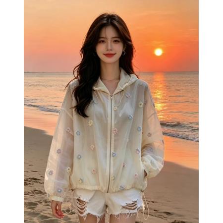 法式轻奢蕾丝防晒衣女夏季新款薄款透气户外超仙防晒服外套 服裝批發女裝批發服飾貨源