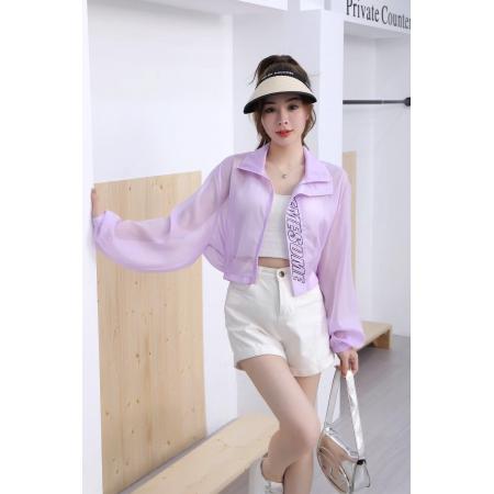 BY17714# 女装立领防晒衣春季字母户外防紫外线透气轻盈梭织短款皮肤衣 服裝批發女裝批發服飾貨源