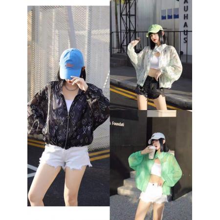 防晒上衣女春夏新款长袖休闲宽松百搭高级感爱心透视薄款外套 服裝批發女裝批發服飾貨源