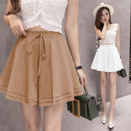 雪纺短裤夏新款高腰宽松运动超火阔腿休闲热裤大码裙裤 服裝批發女裝批發服飾貨源