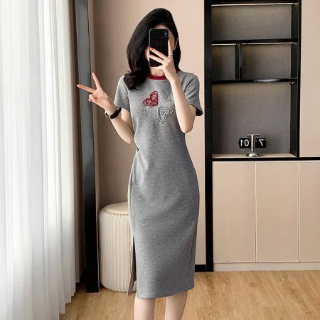 BY17721# 重工优雅高定气质收腰显瘦气质连衣裙女夏修身短袖设计感长裙子 服裝批發女裝批發服飾貨源