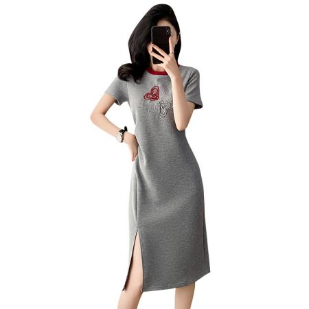 BY17721# 重工优雅高定气质收腰显瘦气质连衣裙女夏修身短袖设计感长裙子 服裝批發女裝批發服飾貨源