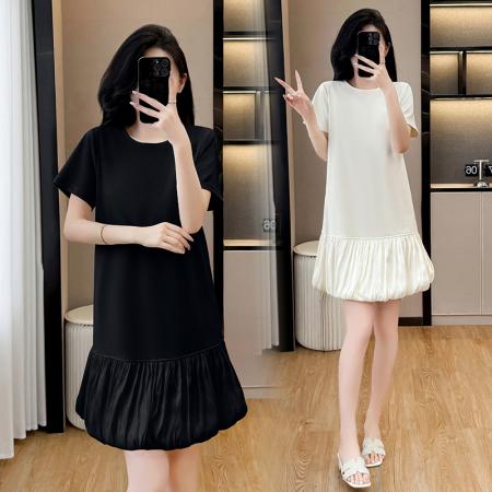 高级感气质纯色短款黑色连衣裙女...