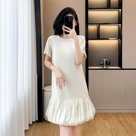 高级感气质纯色短款黑色连衣裙女夏季新款大码宽松显瘦小裙子 服裝批發女裝批發服飾貨源