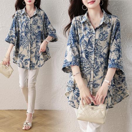 夏装新款时尚洋气百搭胖妹妹防晒衬衣显瘦大码气质衬衣 服裝批發女裝批發服飾貨源