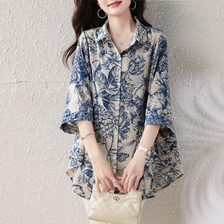 夏装新款时尚洋气百搭胖妹妹防晒衬衣显瘦大码气质衬衣 服裝批發女裝批發服飾貨源