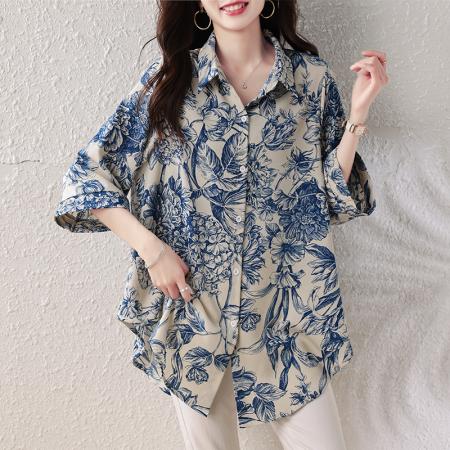 夏装新款时尚洋气百搭胖妹妹防晒衬衣显瘦大码气质衬衣 服裝批發女裝批發服飾貨源