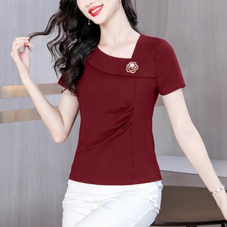 夏季新品时尚海军领纯色短袖T恤休闲百搭装显白显瘦套头小衫 服裝批發女裝批發服飾貨源