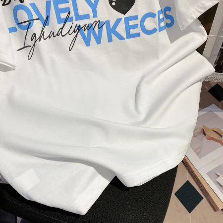 BY17744# 天丝爽棉短袖t恤男女情侣装夏新款新款正肩圆领上衣 服裝批發女裝批發服飾貨源