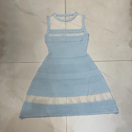 BY17751# 蓝精灵Wcouture原创塑形透明镂空拼接沙漏身材显瘦无袖连衣短裙 服裝批發女裝批發服飾貨源