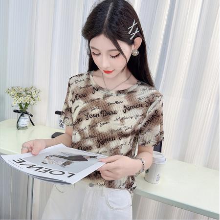 女士短袖t恤新款夏装时尚上衣洋气显瘦时髦扎染上衣小衫 服裝批發女裝批發服飾貨源