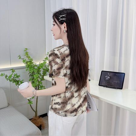 女士短袖t恤新款夏装时尚上衣洋气显瘦时髦扎染上衣小衫 服裝批發女裝批發服飾貨源