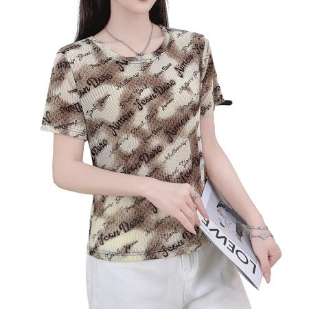 女士短袖t恤新款夏装时尚上衣洋气显瘦时髦扎染上衣小衫 服裝批發女裝批發服飾貨源