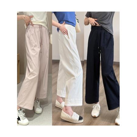 抗皱小花边9分裤珠地纹松弛休闲裤夏季透气藏肉奶奶裤 服裝批發女裝批發服飾貨源