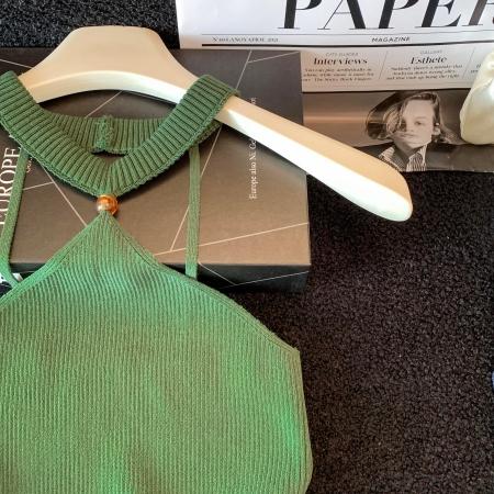 BY17769# 夏季修身显瘦短款无袖绝美上衣性感辣妹巨好看挂脖针织吊带背心 服裝批發女裝批發服飾貨源