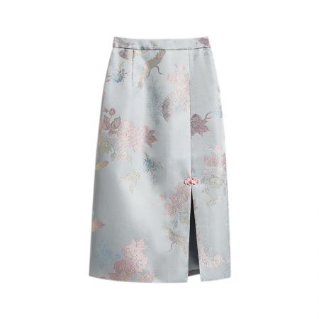 大码新款夏季爆款国风高腰显瘦开叉垂感A字包臀裙 服裝批發女裝批發服飾貨源