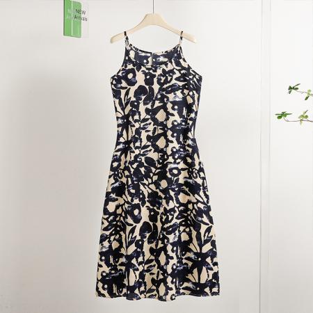 BY17782# 印花连衣裙女性感吊带裙子＋拼接防晒衫外套 服裝批發女裝批發服飾貨源