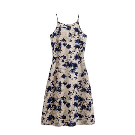 BY17782# 印花连衣裙女性感吊带裙子＋拼接防晒衫外套 服裝批發女裝批發服飾貨源