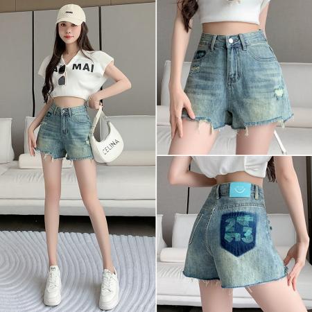 刺绣口袋设计感牛仔短裤女夏季流苏遮肉韩版辣妹阔腿热裤 服裝批發女裝批發服飾貨源