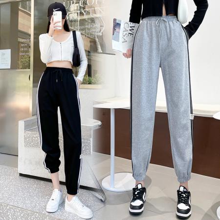 BY17786# 休闲运动卫裤女夏季韩版不对称宽松腰窄款哈伦萝卜束脚裤 服裝批發女裝批發服飾貨源