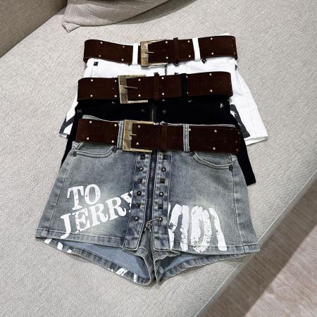 美式纯欲风辣妹重工设计感弹力牛仔半身裙裤裙配送腰带 服裝批發女裝批發服飾貨源