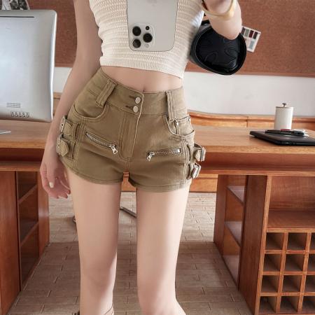 美式纯欲风辣妹重工设计感弹力牛仔短裤 服裝批發女裝批發服飾貨源