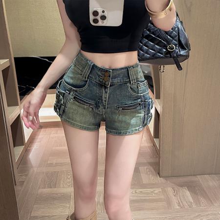 美式纯欲风辣妹重工设计感弹力牛仔短裤 服裝批發女裝批發服飾貨源