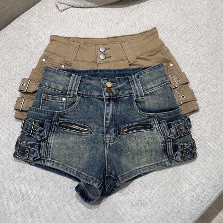 美式纯欲风辣妹重工设计感弹力牛仔短裤 服裝批發女裝批發服飾貨源