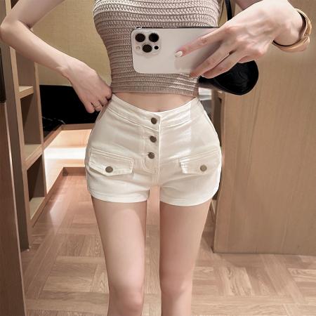 美式纯欲风辣妹重工设计感弹力牛仔高腰短裤 服裝批發女裝批發服飾貨源