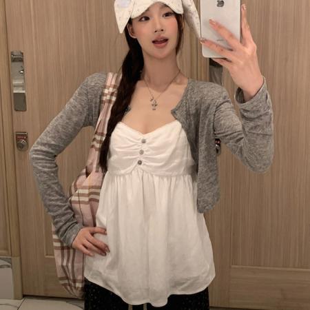 BY17819# 红人馆白色吊带背心女夏外穿露背设计感独特漂亮巨好看无袖上衣女 服裝批發女裝批發服飾貨源