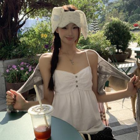 BY17819# 红人馆白色吊带背心女夏外穿露背设计感独特漂亮巨好看无袖上衣女 服裝批發女裝批發服飾貨源