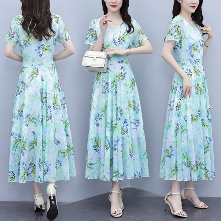 时尚气质短袖连衣裙夏季新款简约...