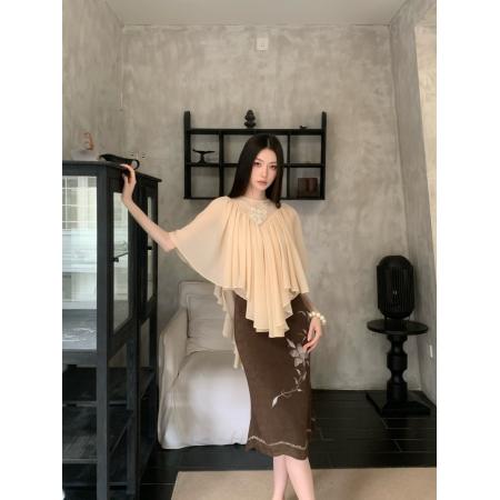 云层蕾丝披风斗篷式雪纺纱上衣 服裝批發女裝批發服飾貨源