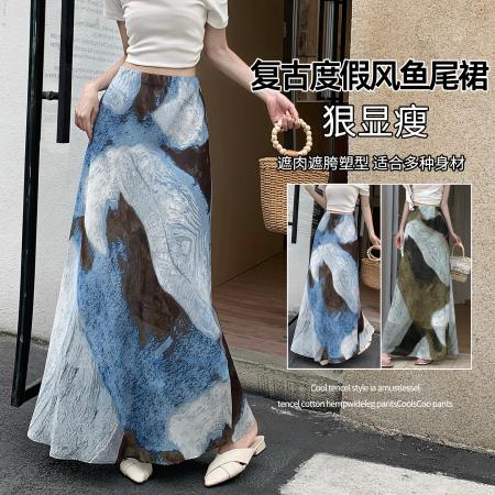 设计感撞色不规则半身裙女夏季流行新款洋气减龄百搭a字裙子 服裝批發女裝批發服飾貨源