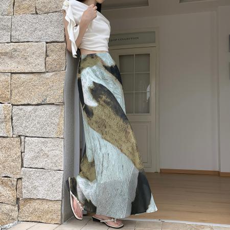 设计感撞色不规则半身裙女夏季流行新款洋气减龄百搭a字裙子 服裝批發女裝批發服飾貨源