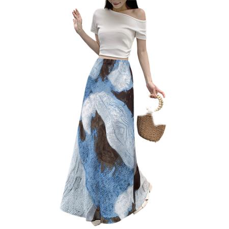 设计感撞色不规则半身裙女夏季流行新款洋气减龄百搭a字裙子 服裝批發女裝批發服飾貨源