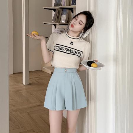 高腰百褶裙裤不规则半身裙女a字短裙夏季新款百搭裤裙韩系 服裝批發女裝批發服飾貨源