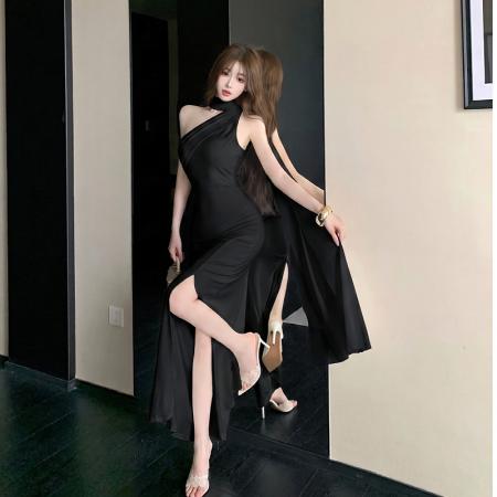 法式御姐风气质性感斜肩连衣裙女装夏季高级感修身显瘦包臀裙 服裝批發女裝批發服飾貨源