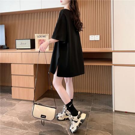 棉后包领纯棉短袖t恤女开叉大码胖mm蕾丝花边上衣 服裝批發女裝批發服飾貨源