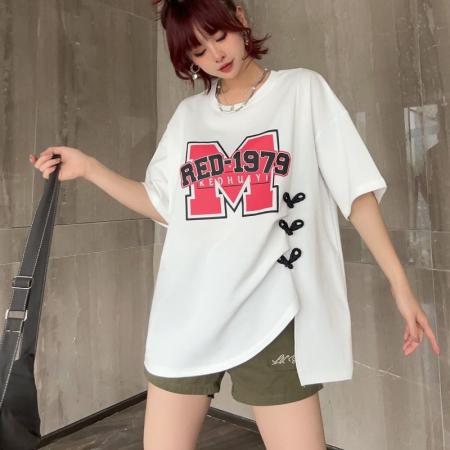 棉后包领纯棉中国风复古短袖t恤女大码女装上衣 服裝批發女裝批發服飾貨源