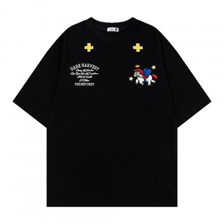 纯棉原版字母+刺绣+内里铺布夏季短袖T恤女上衣 服裝批發女裝批發服飾貨源